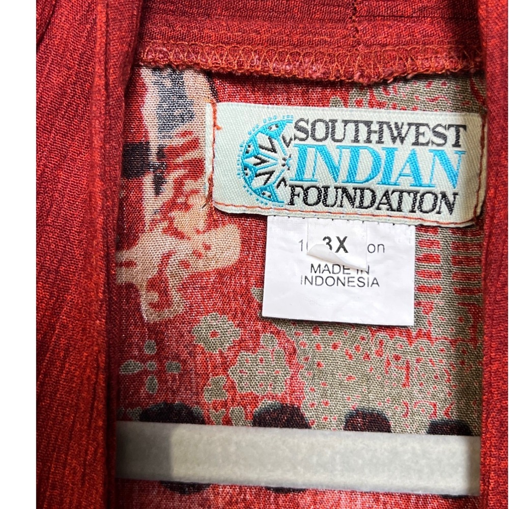Southwest Indian Foundation Red Geometric Tribal Print Rayon Cardigan 3X Plus - Picture 5 of 10